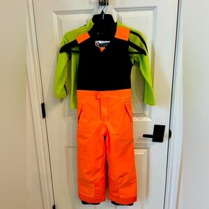 EUC Spyder Kids Ski Bib and half zip fleece. Size 6 (bib) and XS (fleece)